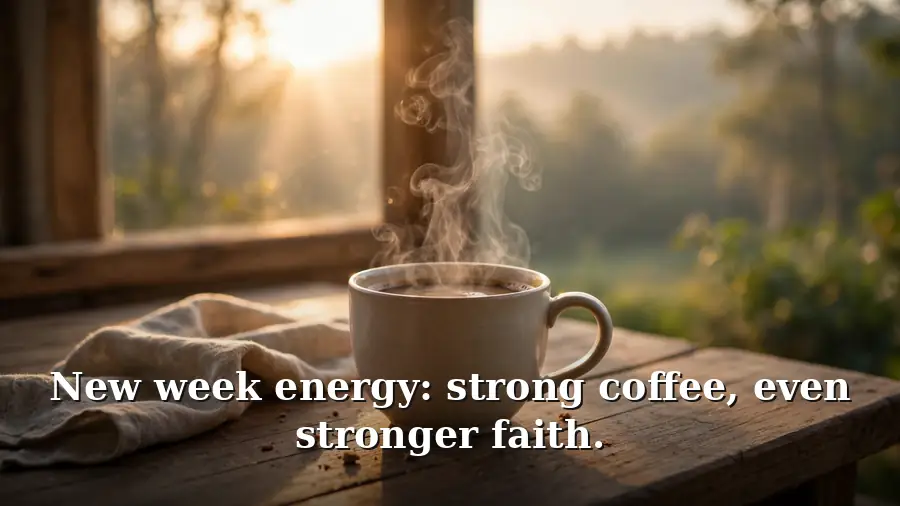 Cup of coffee at sunrise on Monday morning