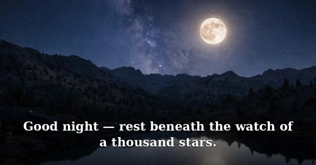 100+ Good Night Blessings, Prayers & Quotes with Images for Peaceful Sleep 5 Peaceful starry night sky - good night blessings